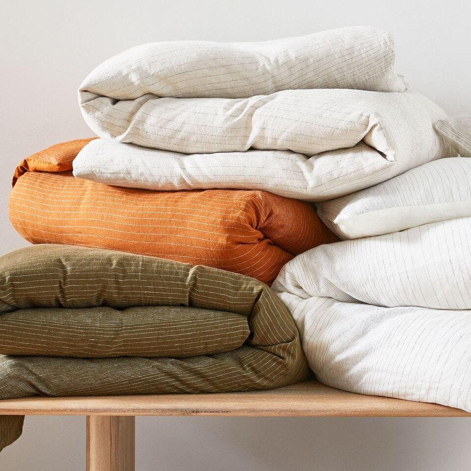 100% French Flax Linen Euro pillowcase- Sunflower Stripe